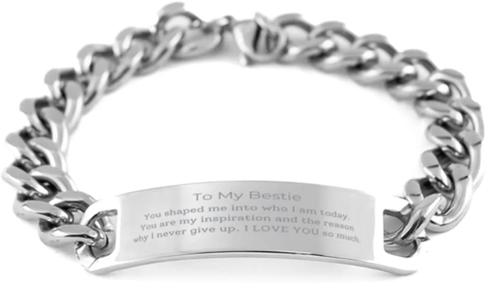 Bestie Stainless Steel Cuban Chain Bracelet - Grateful Friendship Gift for Christmas, Birthday, and Graduation - Unique Friendship Jewelry for Women and Men