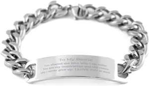 Bestie Stainless Steel Cuban Chain Bracelet - Grateful Friendship Gift for Christmas, Birthday, and Graduation - Unique Friendship Jewelry for Women and Men