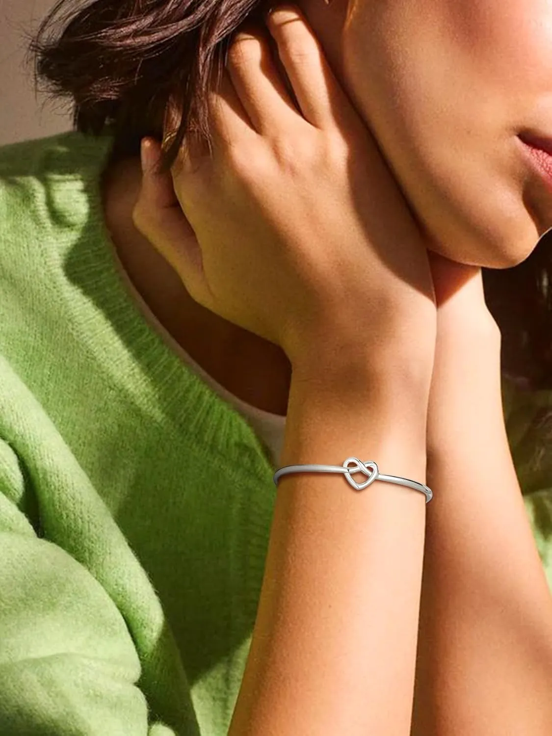 Bestyle True Love Knot Bracelets for Women, Silver/Black/Rose Gold/Gold Bracelets Adjustable Bangle Bracelets, Love Statement Jewelry for Mom Wife Fiancee