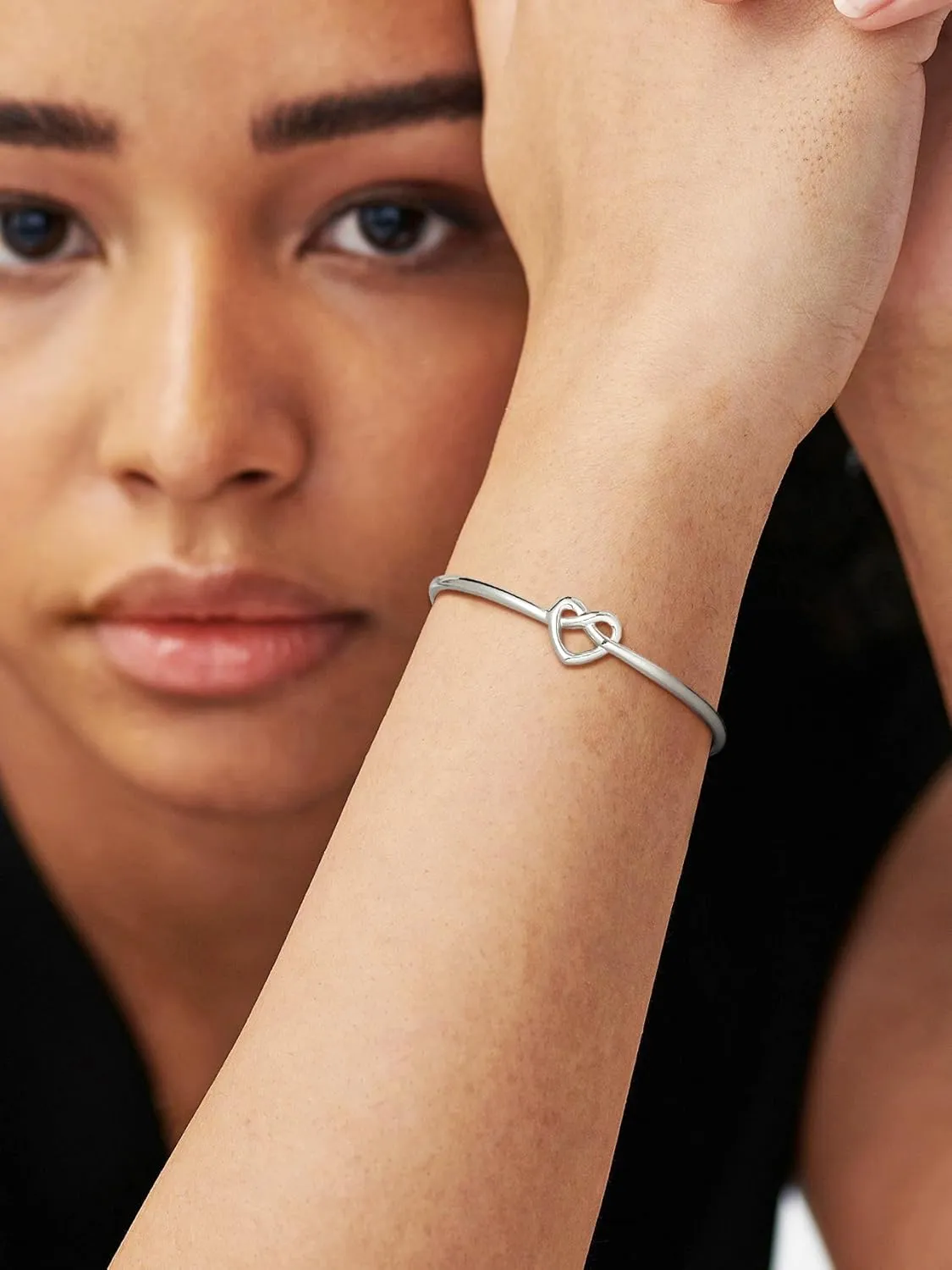 Bestyle True Love Knot Bracelets for Women, Silver/Black/Rose Gold/Gold Bracelets Adjustable Bangle Bracelets, Love Statement Jewelry for Mom Wife Fiancee