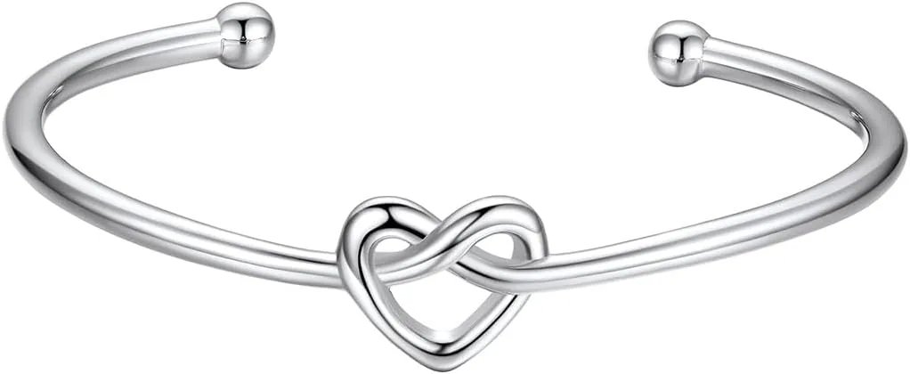 Bestyle True Love Knot Bracelets for Women, Silver/Black/Rose Gold/Gold Bracelets Adjustable Bangle Bracelets, Love Statement Jewelry for Mom Wife Fiancee