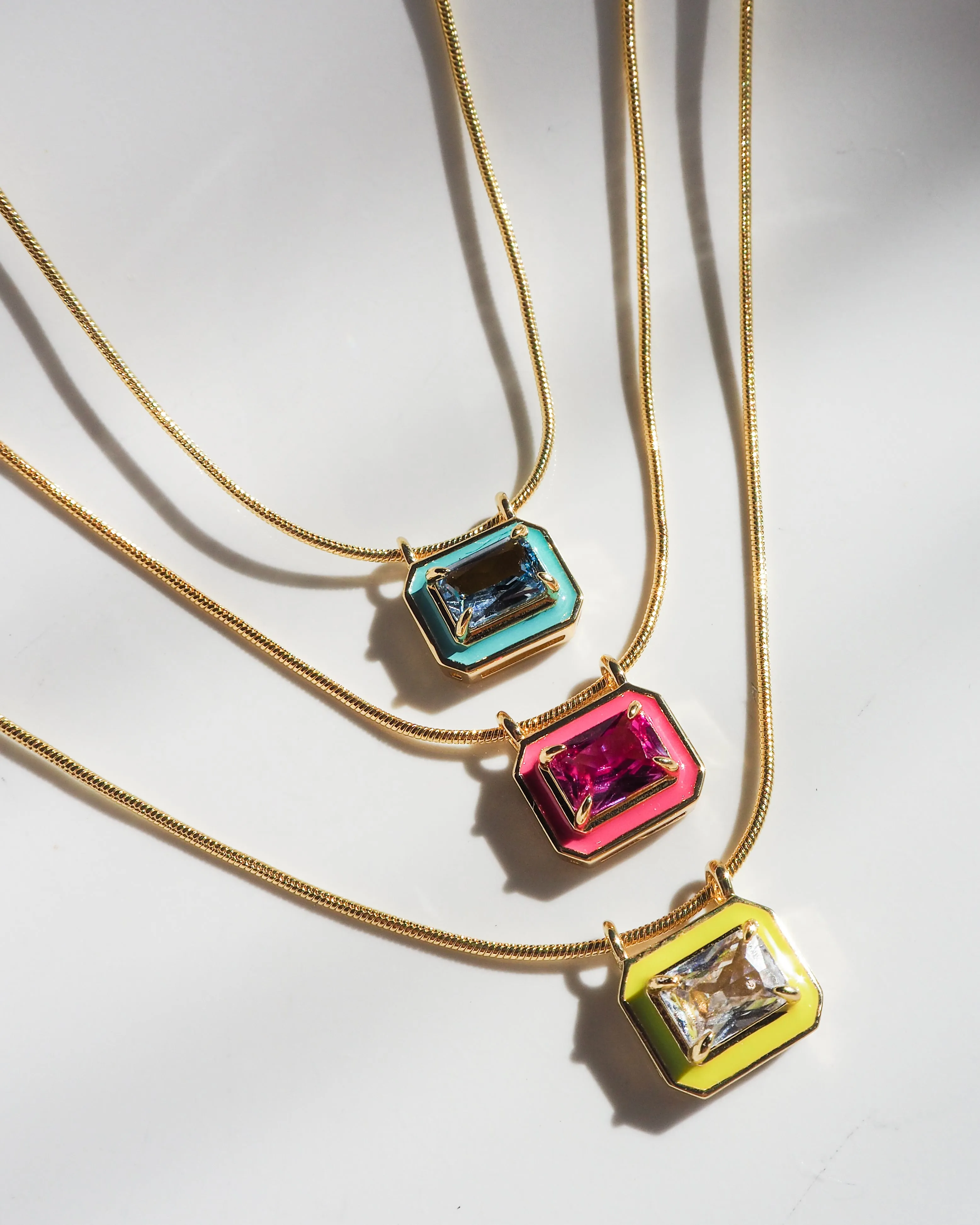 Bezel Pendant Necklace - Black - Silver | Plated Silver