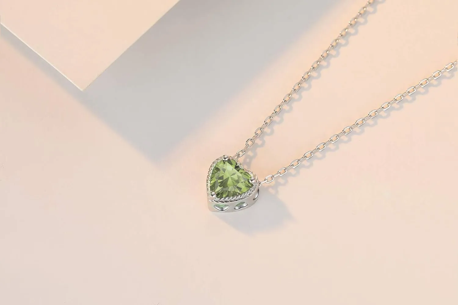 Birthstone Heart Women Necklaces, 925 Sterling Silver Birthstone Pendant Necklace, Adjustable Chain Gift Box, 12 Months Jewellery Valentines Gift for Her Wife Mom Birthday Wedding