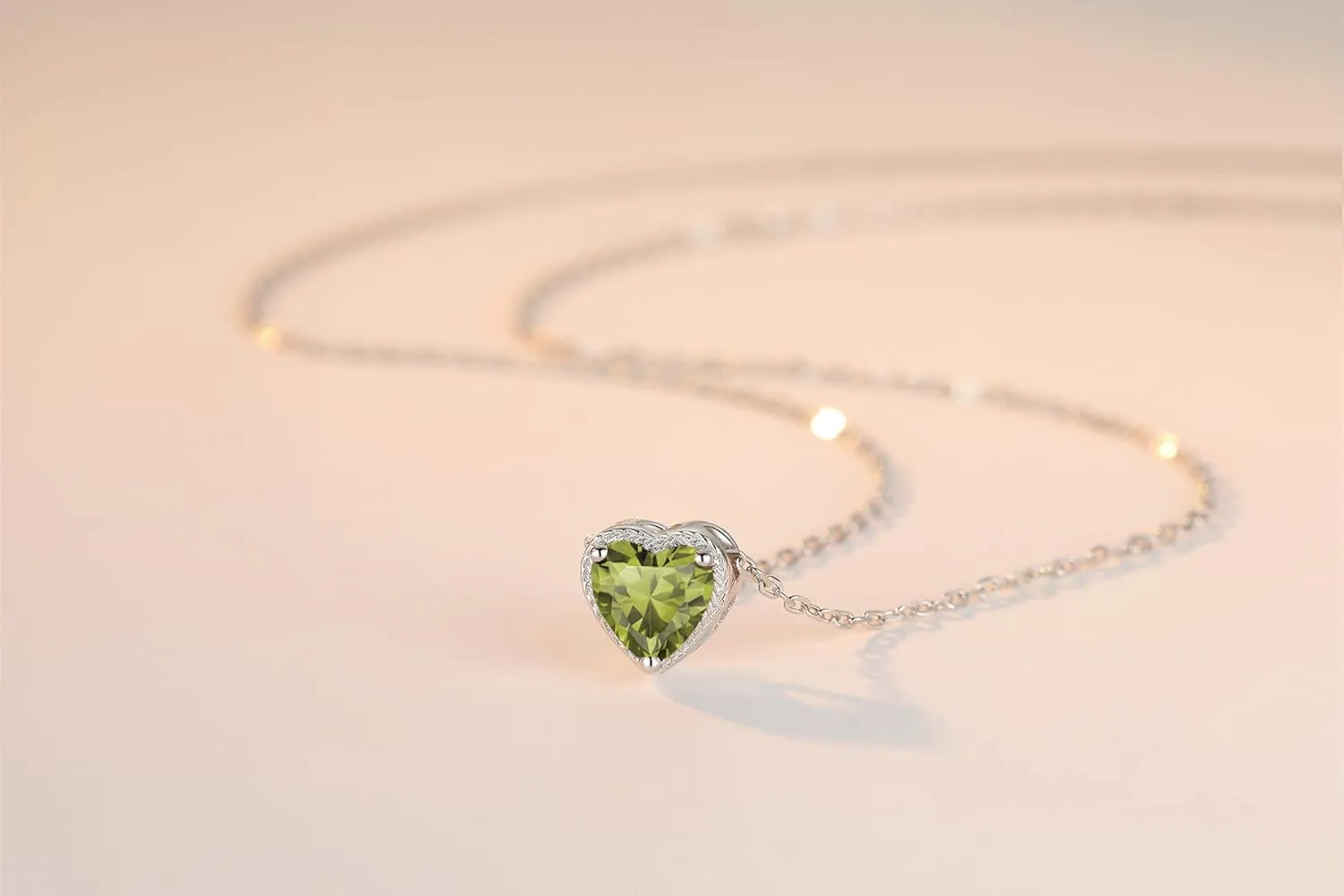 Birthstone Heart Women Necklaces, 925 Sterling Silver Birthstone Pendant Necklace, Adjustable Chain Gift Box, 12 Months Jewellery Valentines Gift for Her Wife Mom Birthday Wedding