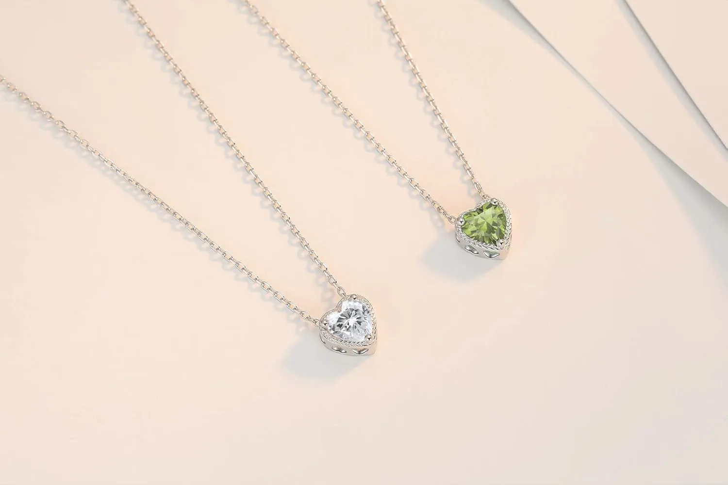 Birthstone Heart Women Necklaces, 925 Sterling Silver Birthstone Pendant Necklace, Adjustable Chain Gift Box, 12 Months Jewellery Valentines Gift for Her Wife Mom Birthday Wedding