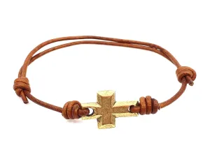 Black Cross Bracelet for Men - Mens gifts, Father Day, Women Gift for Boyfriend, Religious Jewelry, Catholic Bracelets, Christmas Gift, Pulseras Para Hombres, Best Friend Crosses, Connector (Gold)