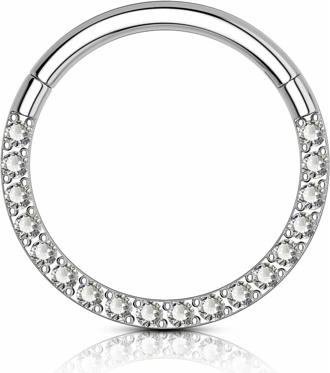 BLISI G23 Titanium Nose Rings Hoop Septum Clicker 16G Hinged Nose Segment Ring Hoop 8mm/9mm/10mm Cubic Zirconia Cartilage Earrings Conch Daith Helix Rook Tragus Ear Body Piercing Jewelry