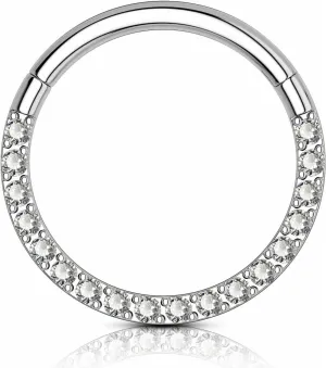 BLISI G23 Titanium Nose Rings Hoop Septum Clicker 16G Hinged Nose Segment Ring Hoop 8mm/9mm/10mm Cubic Zirconia Cartilage Earrings Conch Daith Helix Rook Tragus Ear Body Piercing Jewelry
