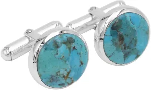 Blue Turquoise Gemstone Cufflinks Jewelry for Men 925 Sterling Silver, Cuff Links for Wedding Party Unique Gift