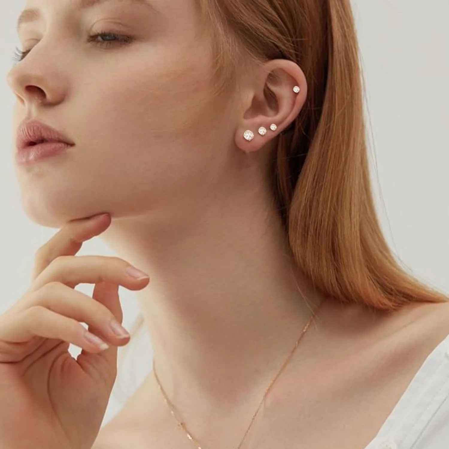 BMMYE Stainless Steel Earrings for Women,Small Stud Earrings with Cubic Zirconia Earrings Studs Set Waterproof Sensitive Earrings Hypoallergenic Stainless Steel Stud Earring for Women