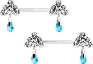 Body Candy 14G Womens Nipplerings Piercing Steel 2Pc Dangle Scrolling Elegance Nipple Ring Set 9/16"