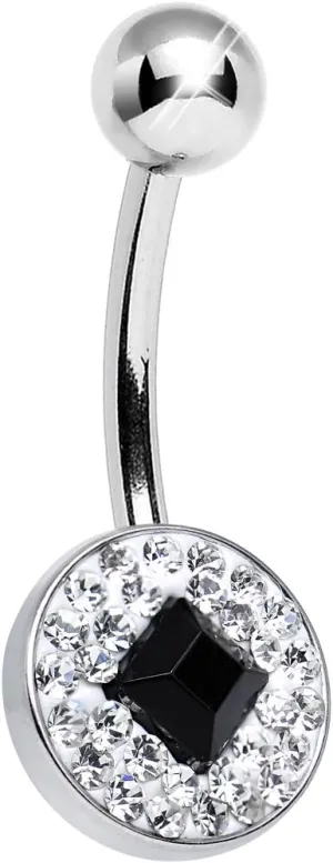 Body Candy Clear Medallion with Black Core Belly Button Ring
