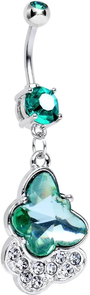 Body Candy Green Kindred Butterfly Dangle Belly Ring