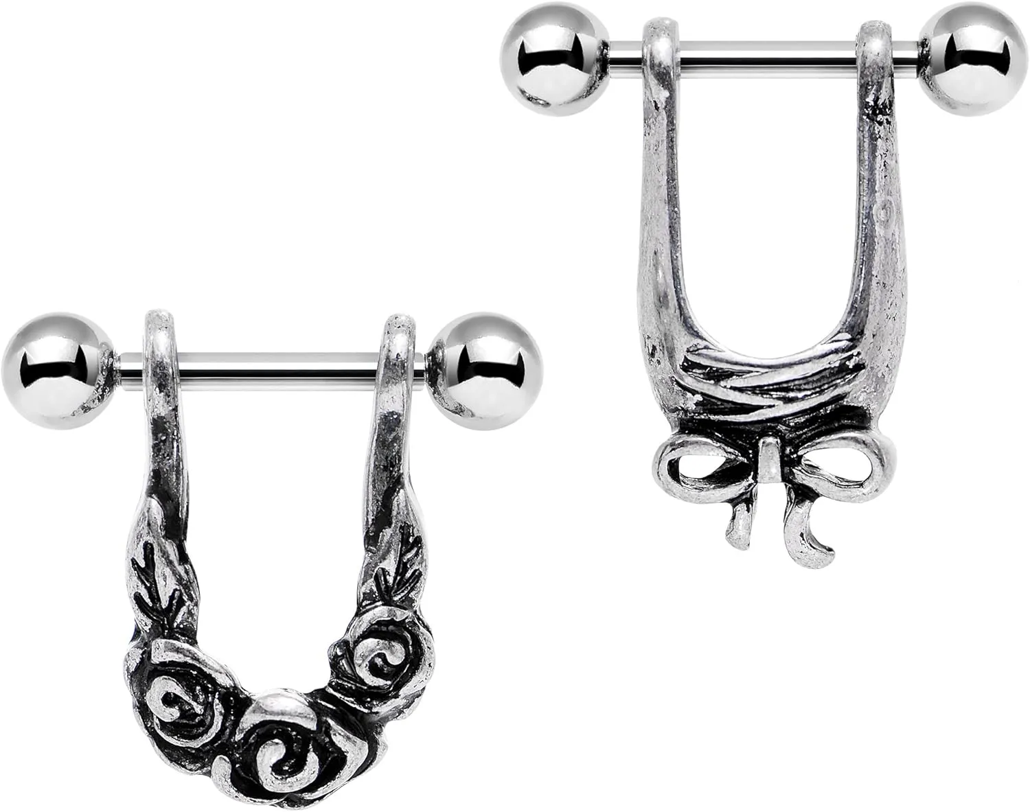 Body Candy Stainless Steel Beautiful Bow Flower Helix Cartilage Earring Set of 2 16 Gauge 3/8"