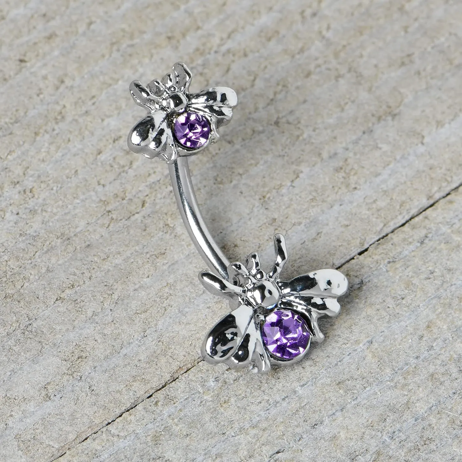 Body Candy Womens Stainless Steel Navel Ring Piercing Bees Beautiful Insect Double Mount Belly Button Ring