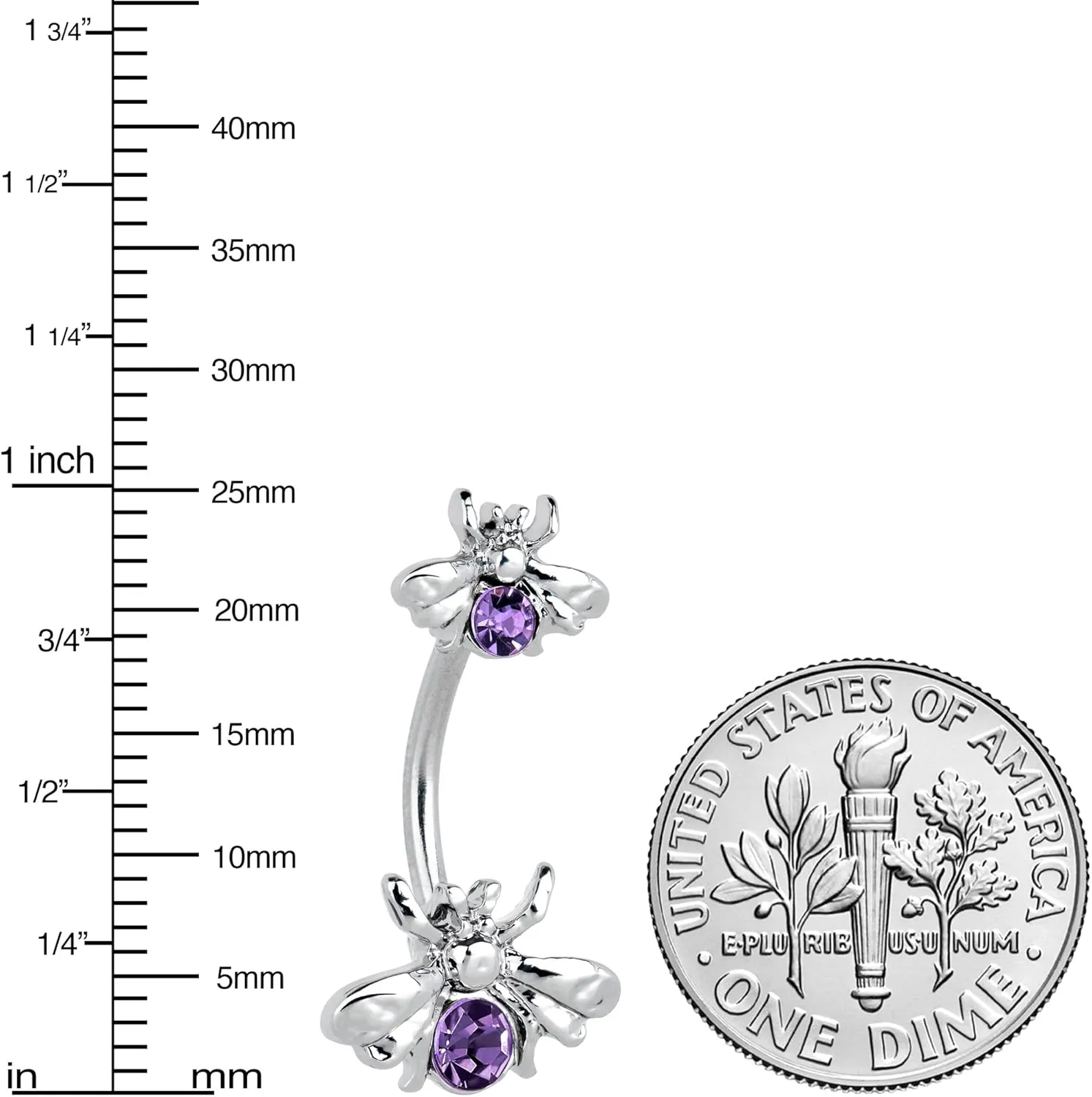 Body Candy Womens Stainless Steel Navel Ring Piercing Bees Beautiful Insect Double Mount Belly Button Ring