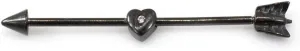 BodyJewelryOnline Industrial Barbell with Heart Design and CZ Gem 14G Black IP