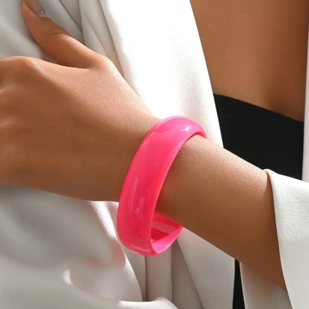 Bohemian Colorful Geometric Cuff Bangle Chunky Irregular Wide Bangle Bracelets Multiple Color Acrylic Resin Statement Jewelry for Women Party Jewelry