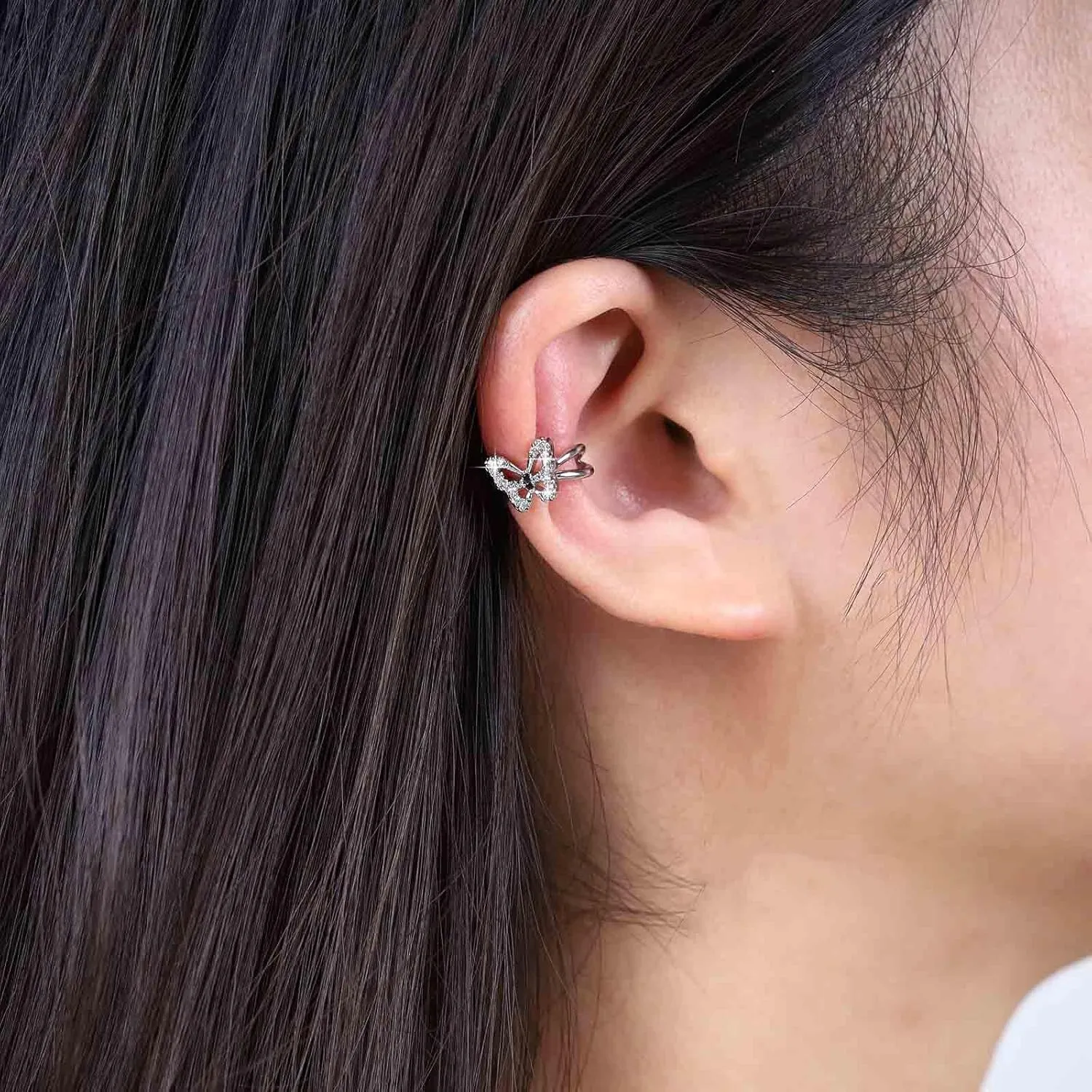 Bohemian Crystal Butterfly Cuff Earring Gold Rhinestone Butterfly Cartilage Earring Small Butterfly Cartilage Cuff Earring Cz Hollow Butterfly Ear Cuff Earring Jewelry for Women