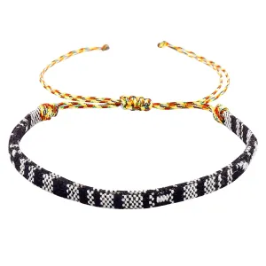 Boho Bracelets for Women & Mens Braided sunmer bracelets for women & men surfer Beach Jewelry Waterproof Adjustable String Rope Anklet (Black and White)