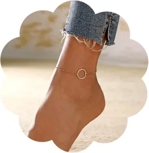 Boho Circle Anklet Gold Ankle Bracelets Summer Anklets Wedding Foot Chain Beach Foot Accessories Jewelry for Women Gifts