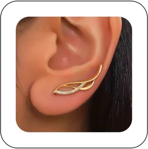 Boho Crystal Ear Climber Earrings Gold Rhinestone Crawler Earrings Vintage Cluster Crystal Stud Earrings Cz Climbing Earrings Jewelry for Women