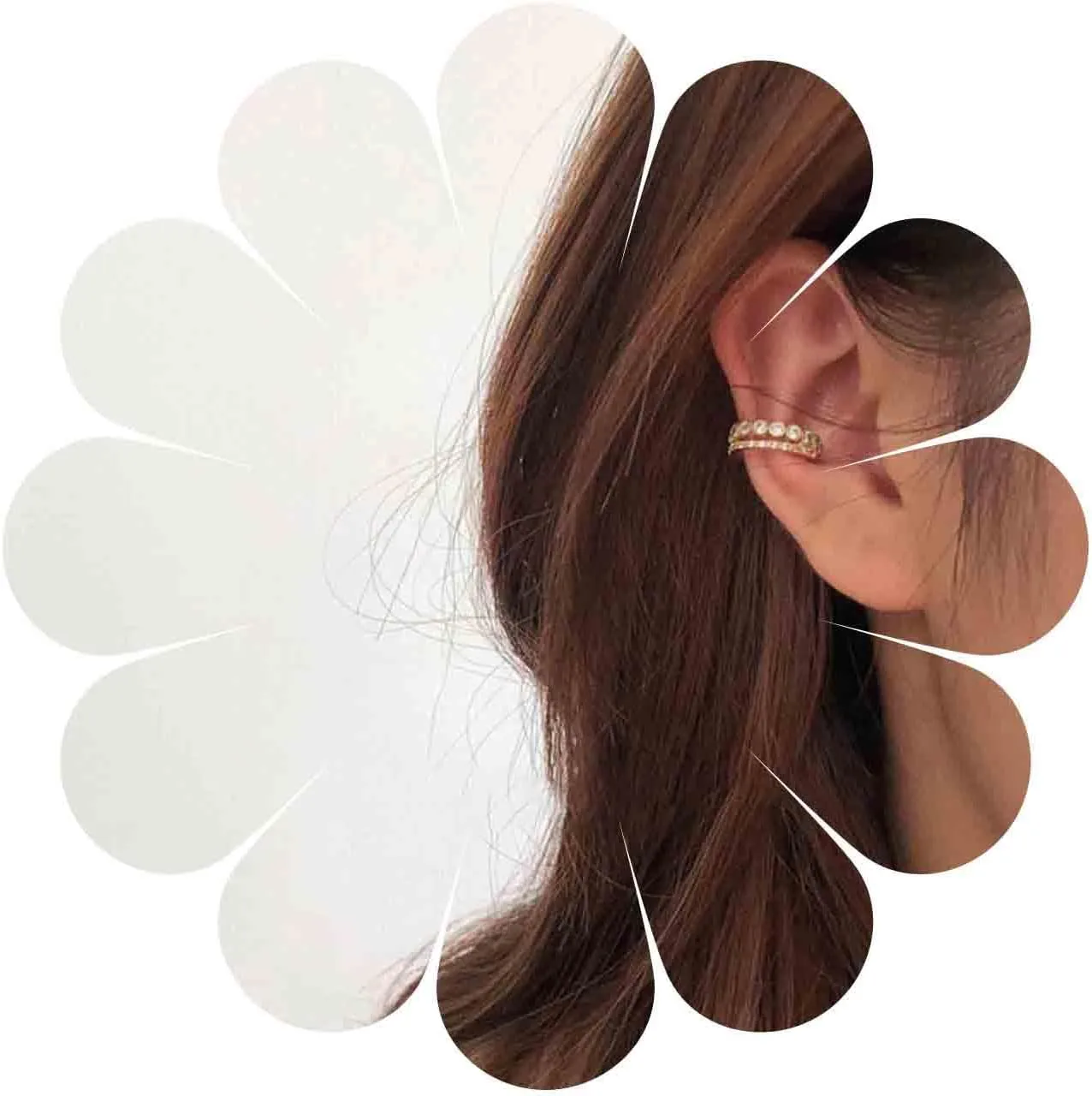 Boho Cz Star Circle Cuff Earrings Wide Ring Helix Earrings Gold Tiny Crystal Cuff Earrings Non Pierced Clip on Earrings Minimalist Cz Earcuff Earring Jewelry for Women and Girls