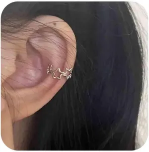 Boho Hollow Star Ear Cuff Earrings Silver Tiny Star Cuff Wrap Earring Cluster Star Earring Minimalist No Piercing Earrings Jewelry for Women
