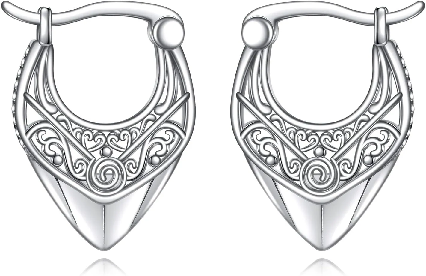 Boho Hoop Earrings Sterling Silver Fashion Vintage Filigree Conical Small Hoop Earrings Jewelry Gifts for Women Girls