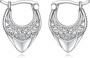 Boho Hoop Earrings Sterling Silver Fashion Vintage Filigree Conical Small Hoop Earrings Jewelry Gifts for Women Girls