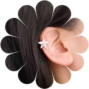 Boho White Star Ear Cuff Earrings White Star Ear Clip Earrings Vintage Resin Star Cuff On Earrings Star No Piercing Clip Earrings Jewelry for Women
