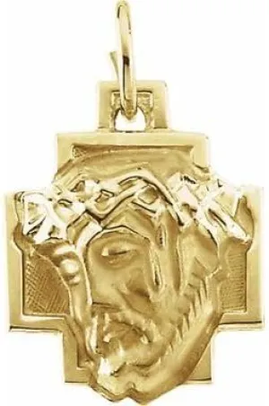 Bonyak Jewelry 14k Yellow Gold 24x23mm Face of Jesus Pendant Beautiful