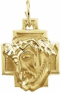 Bonyak Jewelry 14k Yellow Gold 24x23mm Face of Jesus Pendant Beautiful
