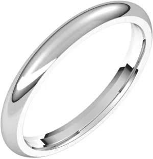 Bonyak Jewelry Platinum 2.5mm Half Round Comfort Fit Band Beautiful, Size 7.5