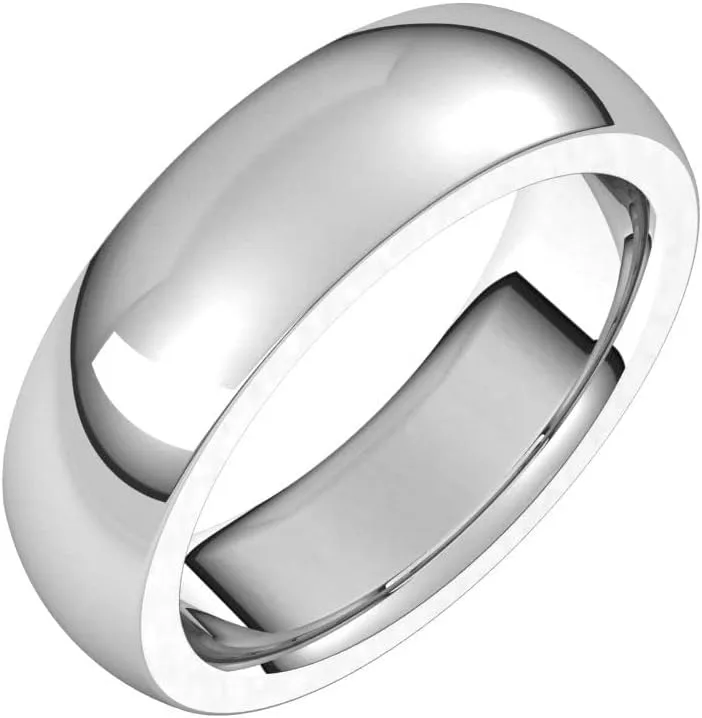 Bonyak Jewelry Platinum 6mm Half Round Comfort Fit Heavy Band Beautiful, Size 8