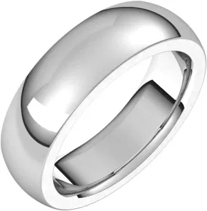 Bonyak Jewelry Platinum 6mm Half Round Comfort Fit Heavy Band Beautiful, Size 8