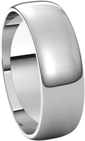 Bonyak Jewelry Platinum 6mm Half Round Light Band Beautiful, Size 14