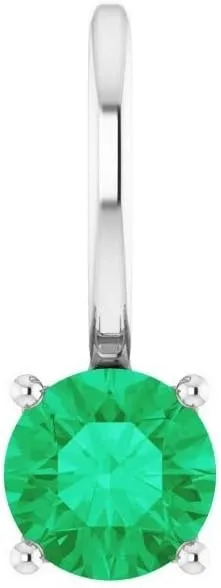 Bonyak Jewelry Platinum Imitation Emerald Solitaire Charm/Pendant Beautiful Design