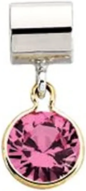 Bonyak Jewelry Sterling Silver & 14KY Bead with October Imitation Pink Tourmaline Birthstone Dangle