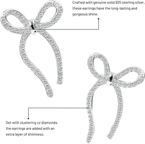 Bow Earring, Hypoallergenic Bow Stud Earrings for Women with 5A Cubic Zircon for Mothers Day, Wedding, Bridal, Birthday, Anniversary