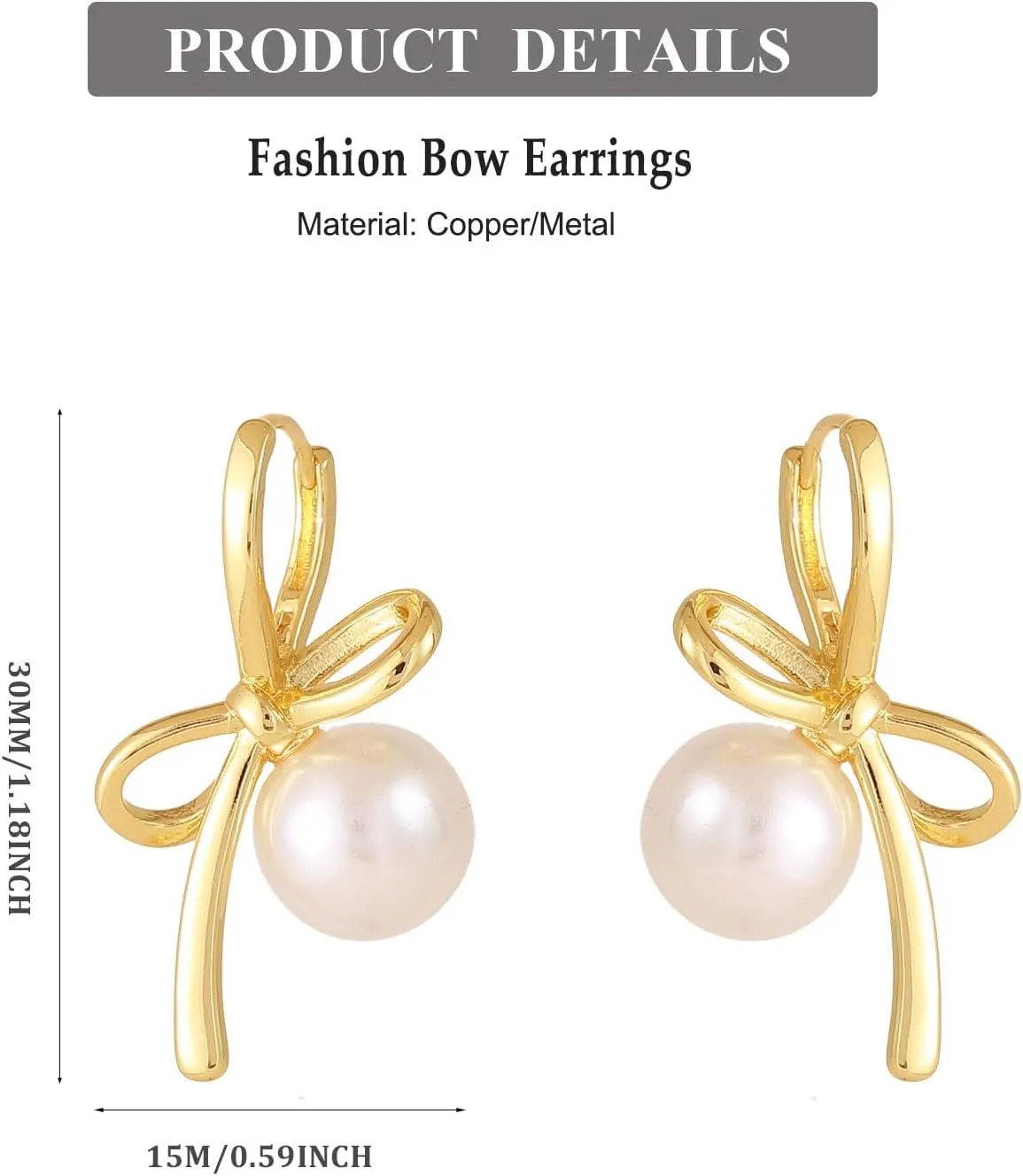 Bow Earrings for Women Pearl Bow Hoop Earrings Gold Silver Drop Dangle Earrings Trendy Bow Pearl Jewelry for Wedding Party