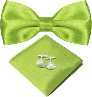 Bow ties for Men,Black Bowtie Men Pocket Square Cufflinks Set for Party Wedding Graduation Party