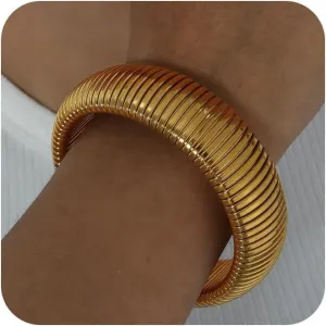 Bracelets for Women 14K Gold Plated/Silver Stretch 10/14/16mm Snake Chain Bangle Cuff Bracelet Jewelry Gifts for Women