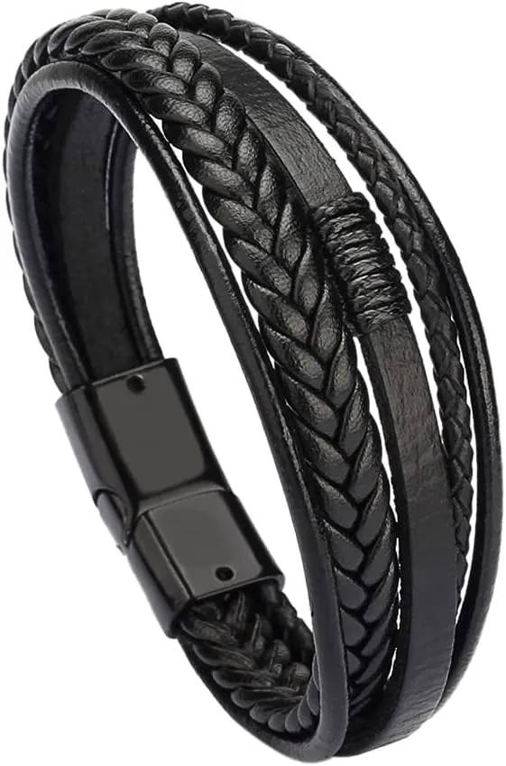 Braided Leather Bracelets for Men Women Woven Cuff Wrap Ethnic Tribal Bracelets Handmade Ethnic Styles Bangle