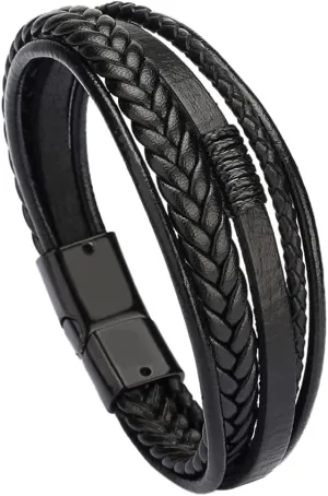 Braided Leather Bracelets for Men Women Woven Cuff Wrap Ethnic Tribal Bracelets Handmade Ethnic Styles Bangle