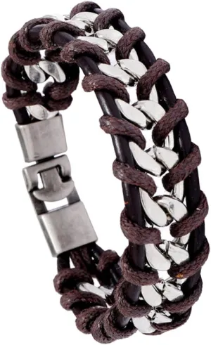 Braided Leather Wristband for Men Stylish Punk Cuff Bracelet Comfortable Design for Daily Wear Birthdays and Special Occasions Durable and Lightweight
