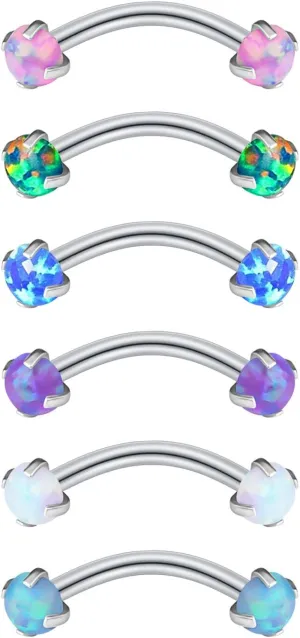 Briana Williams 6pcs Stainless Steel Rook Daith Earrings Belly Lip Ring Eyebrow Studs Cartilage Tragus Cubic Zirconia Barbell Body Piercing 8mm (5/16")