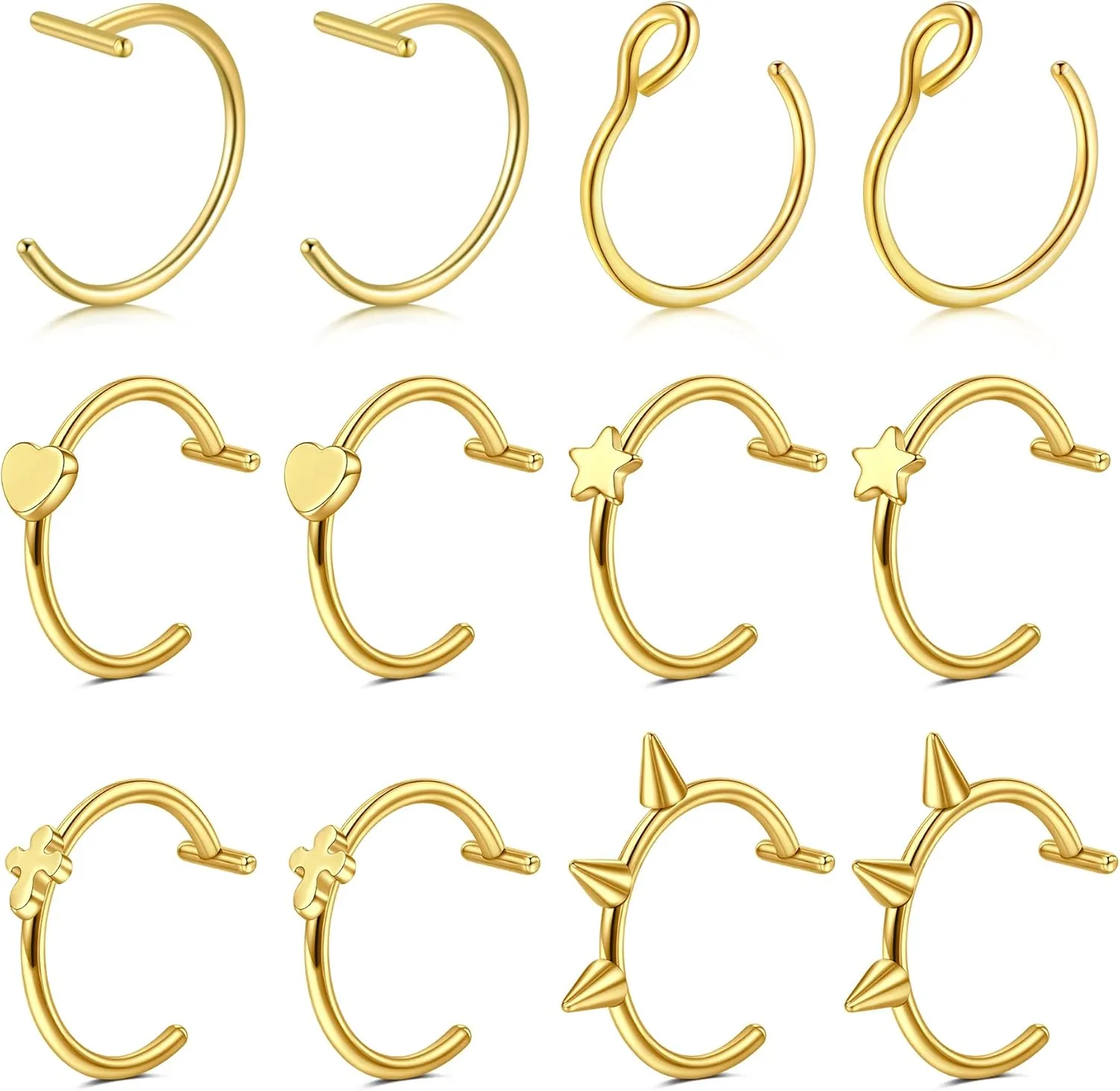 Briana Williams Fake Lip Piercing Fake Lip Ring Fake Nose Ring Fake Nose Piercing Faux Lip Rings Fake Snake Bite Piercing Clip on Non Piercing Double Cartilage Helix Earrings Ear Cuff for Women Men