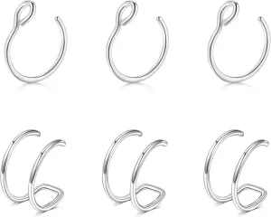 Briana Williams Fake Nose Ring Gold Fake Nose Rings for Women Clip On Fake Nose Piercing Non Piercing Faux Nose Piercing Jewelry