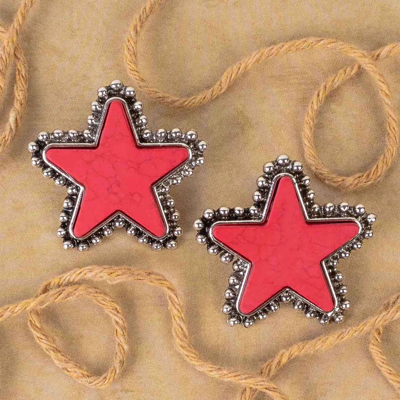 Bright Star Post Earrings In Red Or Turquoise